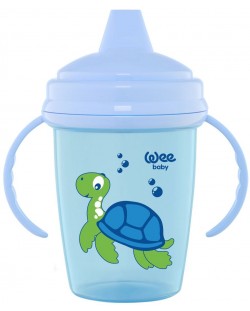 Неразливаща чаша с дръжки Wee Baby - Enjoy, синя, 240 ml