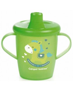 Нетечаща чаша с твърд накрайник Canpol - Toys, 250 ml, зелена