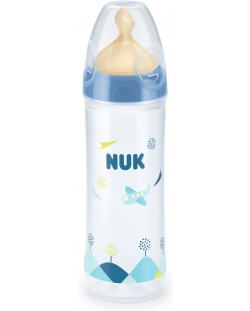 NUK New Classic РР шише 250мл с каучуков биберон за хранене FC+ 6+ месеца - синьо