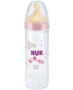 NUK New Classic РР шише 250мл с каучуков биберон за хранене FC+ 6+ месеца - розово