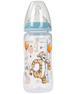 Шише Nuk First Choice - Disney, TC, със силиконов биберон, 300 ml, Синьо/Йори с балон