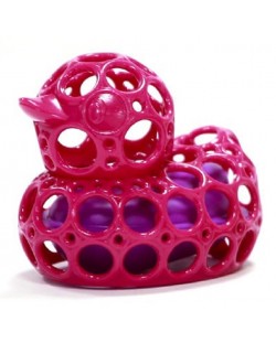 Бебешка играчка за баня Oball - Гумено пате, розово