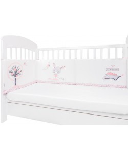 Обиколник за бебешко легло Kikka Boo - с дунапрен, 210 cm, Pink Bunny 