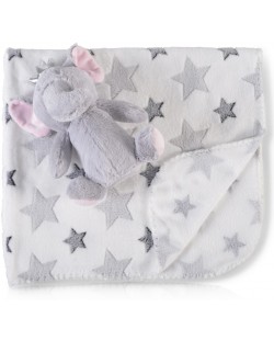 Одеяло с играчка Cangaroo - Little Elephant, 90 x 75 cm