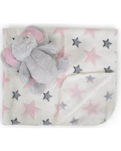 Одеяло с играчка Cangaroo -Elephant, pink, 90 x 75 cm 