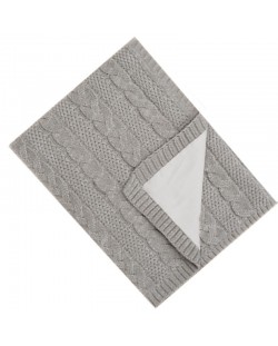 Бебешко плетено одеяло с памучна подплата EKO - Сиво