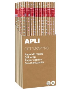 Опаковъчна хартия Apli - крафт, с цветни кръгчета, 2 х 0.70 m
