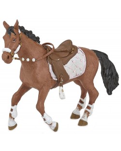 Фигурка Papo Horses, foals and ponies – Кафяв кон със седло