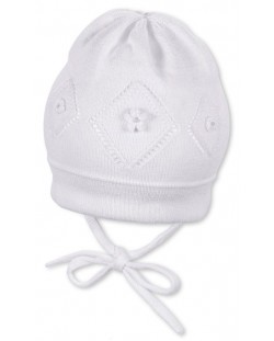 Памучна плетена детска шапка Sterntaler - 41 cm, 4-5 месеца, бяла