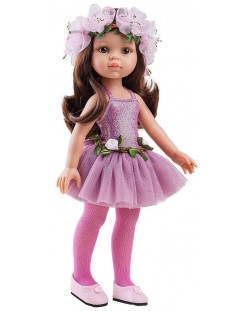 Комплект дрехи за кукла Paola Reina - Розово трико и розова тюлена пола, 32 cm