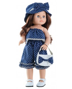 Кукла Paola Reina Soy Tú - Емили, с тъмносин гащеризон, 42 cm