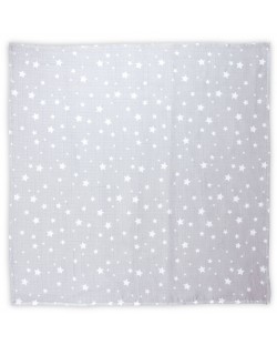 Памучна пелена Lorelli - 80 х 80 cm, сива на звезди