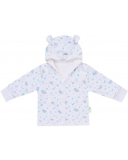 Памучно палтенце с ушички Bio Baby - 68 cm, 4-6 месеца, бяло-синьо