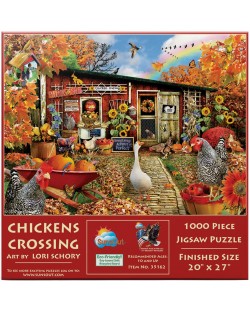 Пъзел SunsOut от 1000 части - Chickens Crossing