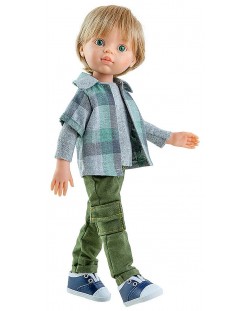 Комплект дрехи за кукла Paola Reina - Карирана риза и зелени панталони, 32 cm