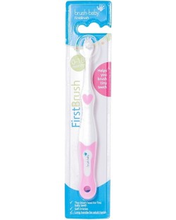 Първа четка за зъби Brush Baby - First brush, 0-18 m, розова