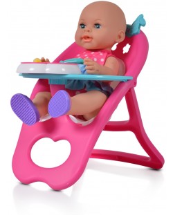 Пишкаща кукла-бебе Moni - Със столче, вана и аксесоари, 36 cm