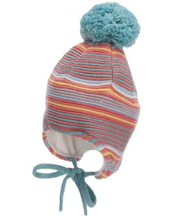 Плетена бебешка шапка Sterntaler - На райе, 49 cm, 12-18 месеца, пастел