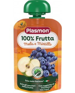 Плодова закуска Plasmon - Ябълка с  боровинка, 100 g