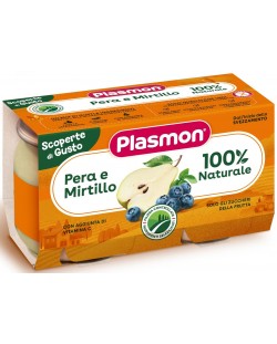 Плодово пюре Plasmon - Круша и боровинка, 2 х 120 g