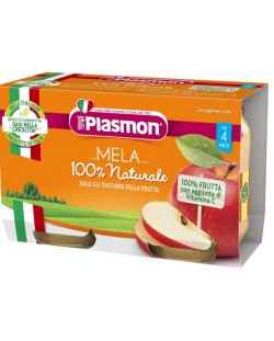 Plasmon Пюре ябълка, 4+м, 2 бр. х 104 гр.