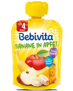 Плодово пюре Bebivita - Банан и ябълка, пауч, 90 g 