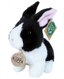 Плюшена играчка Rappa Еко приятели - Зайче, бяло и черно, 16 сm