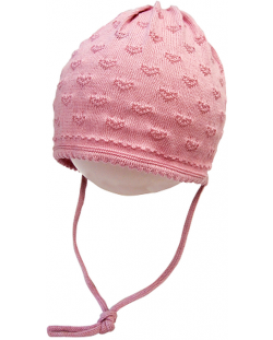 Плетена шапка Maximo - размер 39, розови сърца