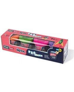 Пластилин Play-Toys - Неонови цветове, 4 х 50 g