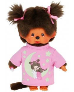 Плюшена играчка Monchhichi - Маймунка, със светеща в тъмното блузка, 20 cm