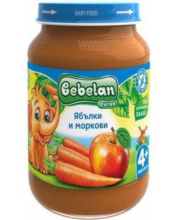 Плодово пюре Bebelan Puree -  Ябълки и моркови, 190 g