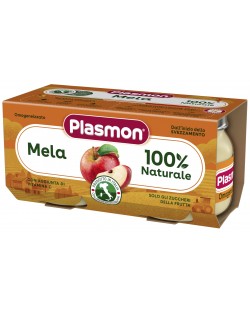 Плодово пюре Plasmon - С ябълка, 6м+, 2 х 80 g