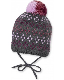 Плетена зимна шапка Sterntaler - 41 cm, 4-5 месеца, сиво-розова