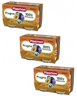 Плодово пюре Plasmon - Слива, 6+ м, 6 броя х 104 g