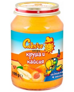 Плодово  пюре Слънчо - Круша и кайсия, 190 g