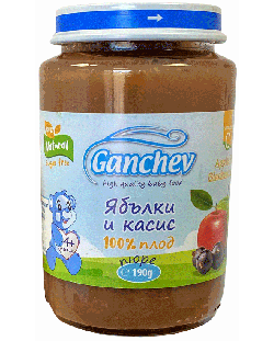 Плодово пюре Ganchev - Ябълки и касис, 190 g