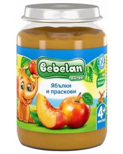Плодово пюре Bebelan Puree -  Ябълки и праскови, 190 g
