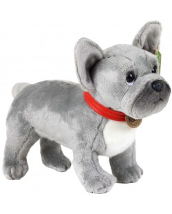 Плюшена играчка Rappa Еко приятели - Куче Френски булдог, стоящ, сив, 30 cm