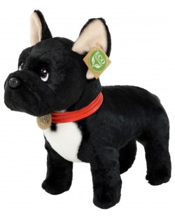 Плюшена играчка Rappa Еко приятели - Куче Френски булдог, стоящ, черен, 30 cm