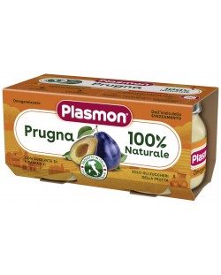 Плодово пюре Plasmon - Със слива, 6м+, 2 х 80 g