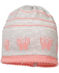 Плетена шапка Maximo- Розово/сива