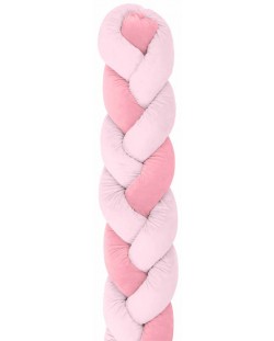 Плетен плюшен обиколник KikkaBoo - 3 плитки, 210 cm, Pink