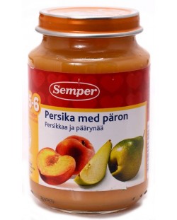 Плодово пюре Semper - Праскови и круши, 190 g