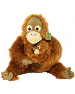 Плюшена играчка Rappa Еко приятели - Орангутан 28 cm, бебе 15 cm 