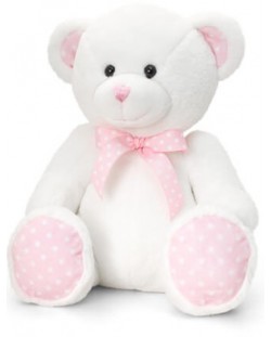 Плюшена бебешка играчка Keel Toys - Мече, розово и бяло, 25 cm