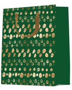 Подаръчна торба S. Cool - зелена със златисто, L, 12 броя