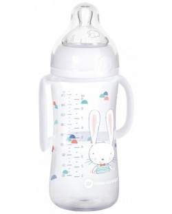 Полипропиленова бутилка с дръжки Bebe Confort - Sweet Bunny, 270 ml, бяла