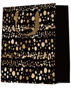 Подаръчна торба S. Cool - черна със златисто, L, 12 броя