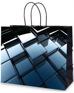 Подаръчна торбичка - Квадрати, черна, H