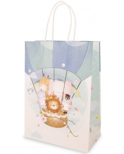 Подаръчна торбичка - Балон с животни, синя, L